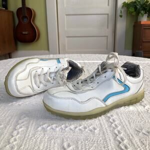 Thestron EU 36 / US 5-5½ Y2K White Leather Low-Top Blue Wave Clear Gum Sole Golf